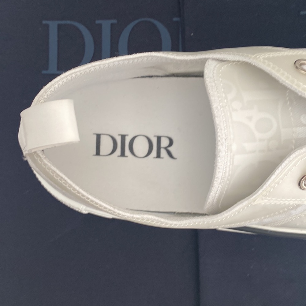 Dior White Oblique Canvas B23 Low-Top Sneaker Size 16 - Picture 9 of 12